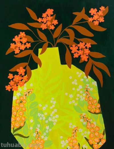 Bailey Schmidt的花卉静物以高饱和的绚丽色彩著称，笔触大胆奔放 - 图画吧TUHUABA