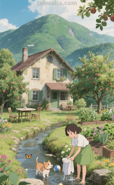 治愈系动漫风插画，宫崎骏式的温柔日常 - 图画吧TUHUABA