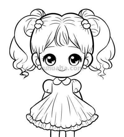 动漫人物简笔画～黑白线稿可爱小女生 - 今日头条