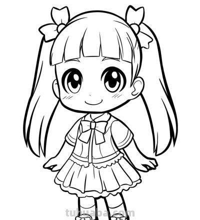 动漫人物简笔画～黑白线稿可爱小女生 - 图画吧TUHUABA