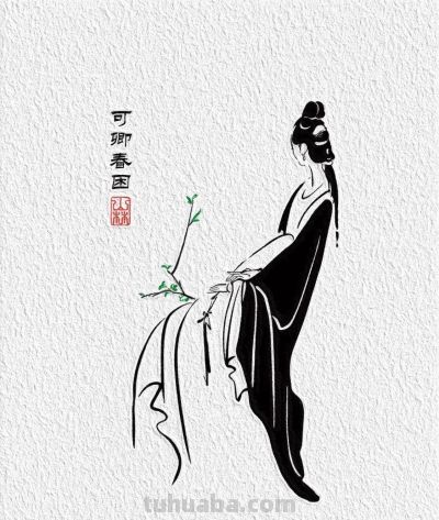 国风｜金陵十二钗｜白描人物简笔画合集 - 图画吧TUHUABA