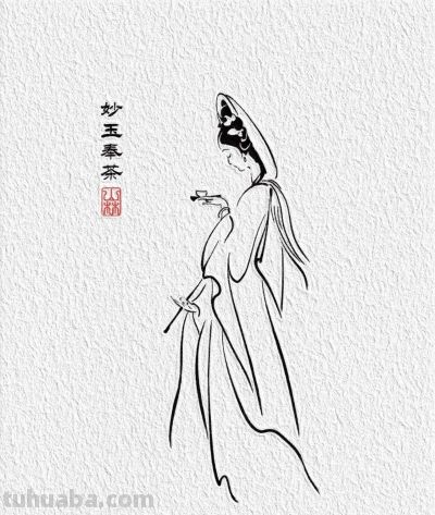 国风｜金陵十二钗｜白描人物简笔画合集 - 图画吧TUHUABA