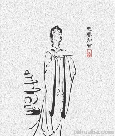 国风｜金陵十二钗｜白描人物简笔画合集 - 图画吧TUHUABA