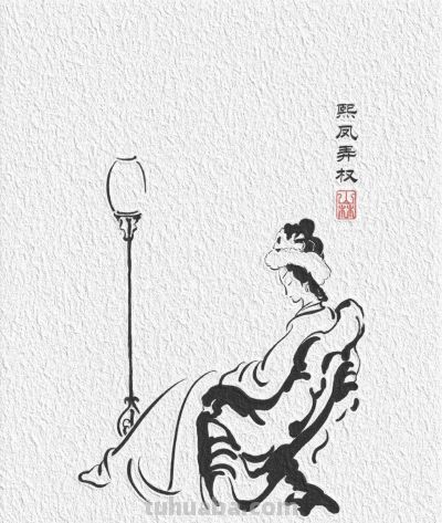 国风｜金陵十二钗｜白描人物简笔画合集 - 图画吧TUHUABA