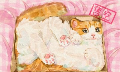 可爱到犯规！猫猫狗狗的插画，每一笔都透着 “宠物界的治愈魔力” - 图画吧TUHUABA