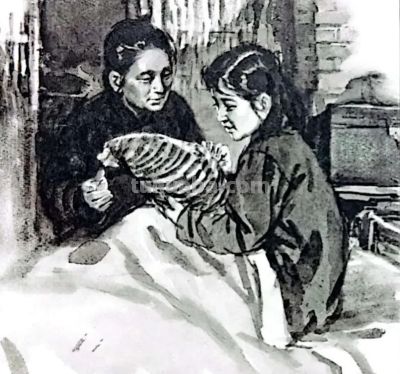 温勇雄用水彩技法绘出水墨连环画《冬梅》全国二等奖 单色水彩风格 - 图画吧TUHUABA