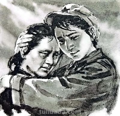 温勇雄用水彩技法绘出水墨连环画《冬梅》全国二等奖 单色水彩风格 - 图画吧TUHUABA