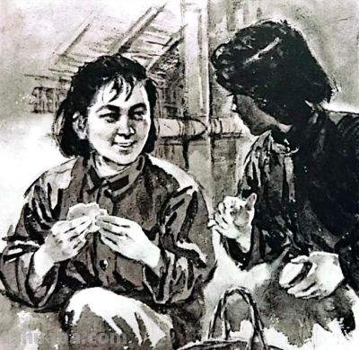 温勇雄用水彩技法绘出水墨连环画《冬梅》全国二等奖 单色水彩风格 - 图画吧TUHUABA