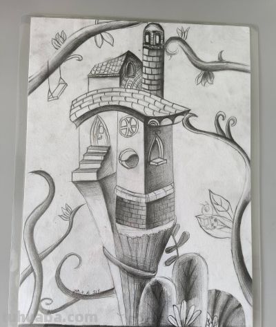 素描《城堡》｜烟台中小学生“才艺秀”作品选登 - 今日头条