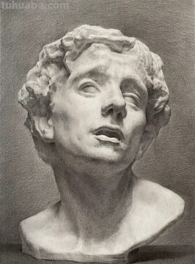很规矩的素描石膏像步骤，逻辑清晰、技法成熟 - 图画吧TUHUABA