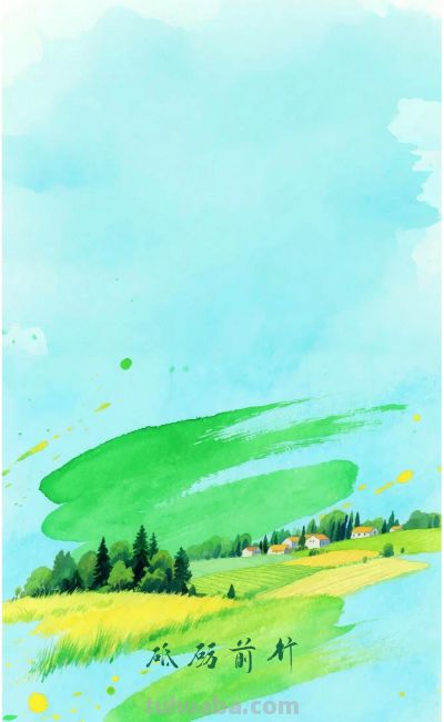 一抹绿色风景水彩插画高清壁纸 - 今日头条