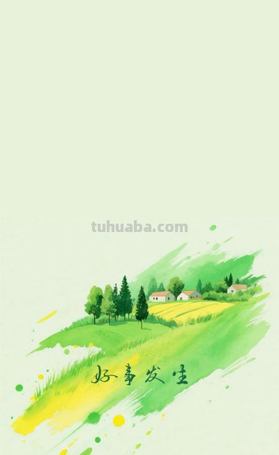 一抹绿色风景水彩插画高清壁纸 - 今日头条 一抹绿色风景水彩插画高清壁纸 - 图画吧TUHUABA