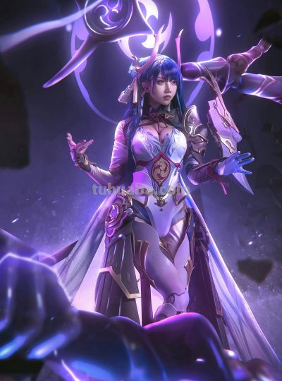 雷电将军cos：紫电战甲+雷光特效，帅到炸裂 - 图画吧TUHUABA