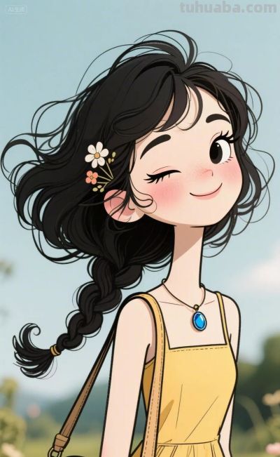 绘本插画，卡通动漫简笔画‖活力少女 - 图画吧TUHUABA