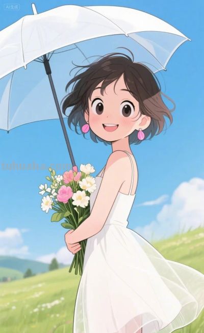 绘本插画，卡通动漫简笔画‖活力少女 - 图画吧TUHUABA