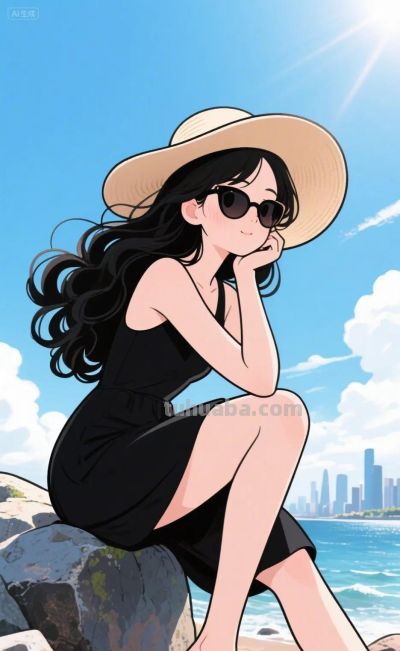 绘本插画，卡通动漫简笔画‖活力少女 - 图画吧TUHUABA