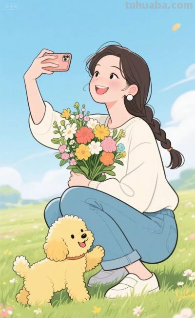 绘本插画，卡通动漫简笔画‖活力少女 - 图画吧TUHUABA