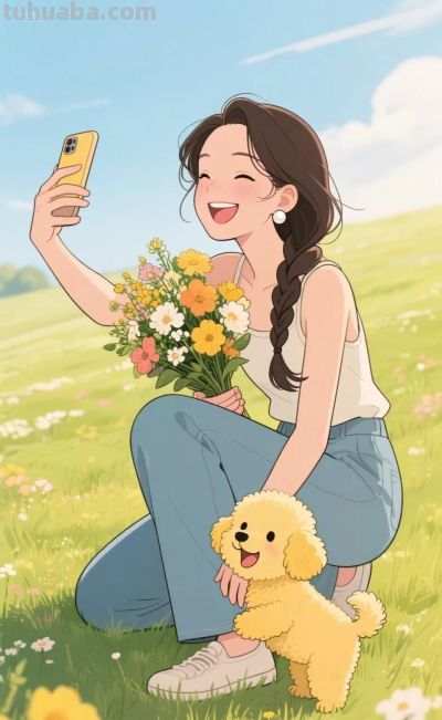 绘本插画，卡通动漫简笔画‖活力少女 - 图画吧TUHUABA