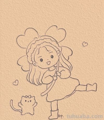 一学就会的简笔画 好可爱的小女孩 - 图画吧TUHUABA