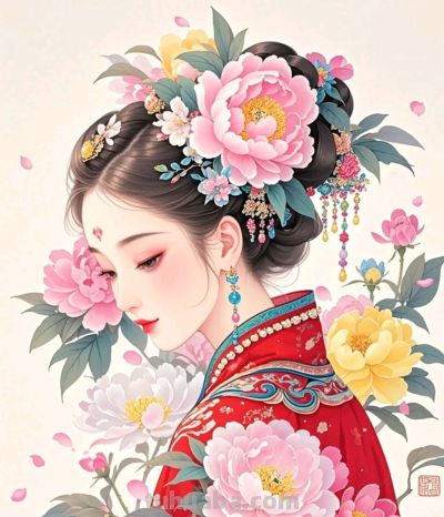 国风柔美人像插画，将古典雅致与柔美质感融合得恰到好处 - 图画吧TUHUABA