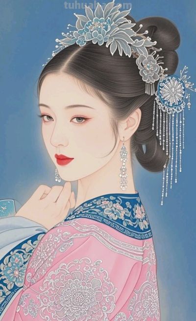 国风柔美人像插画，将古典雅致与柔美质感融合得恰到好处 - 图画吧TUHUABA