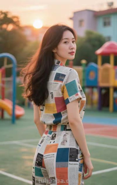 彩色方块图案的短袖衫与短裤 - 图画吧TUHUABA