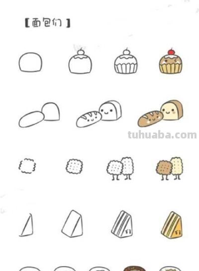 可爱好吃的食物简笔画，妈妈带宝宝学起来 - 图画吧TUHUABA