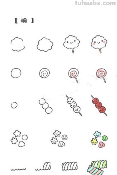 可爱好吃的食物简笔画，妈妈带宝宝学起来 - 图画吧TUHUABA