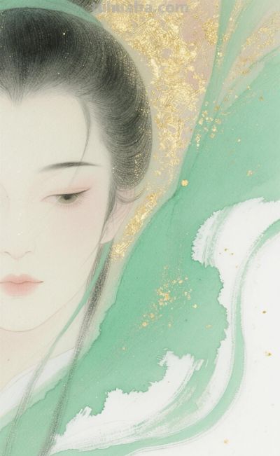 梦幻水彩画分享丨古风情缘 幽梦翡翠影 金粉点缀宁静优雅 如梦似幻 - 图画吧TUHUABA