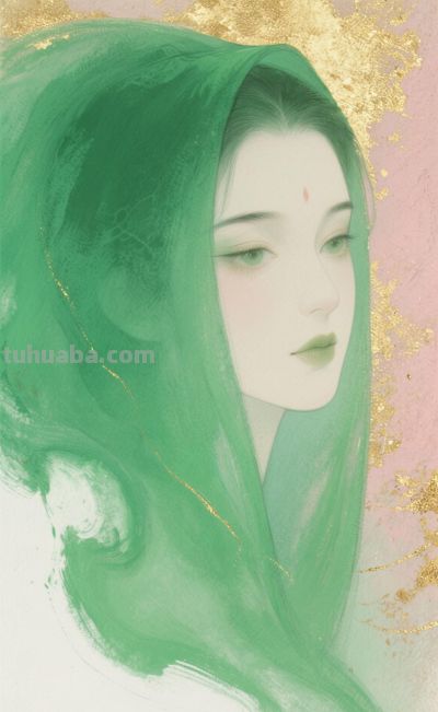梦幻水彩画分享丨古风情缘 幽梦翡翠影 金粉点缀宁静优雅 如梦似幻 - 图画吧TUHUABA