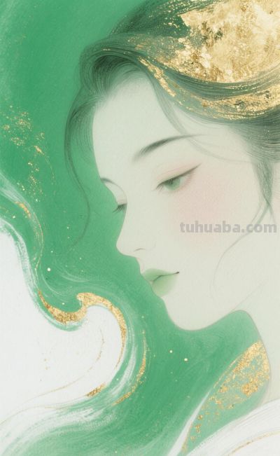 梦幻水彩画分享丨古风情缘 幽梦翡翠影 金粉点缀宁静优雅 如梦似幻 - 图画吧TUHUABA