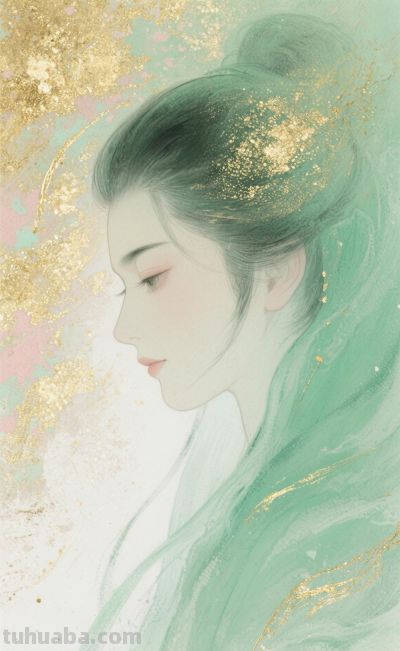 梦幻水彩画分享丨古风情缘 幽梦翡翠影 金粉点缀宁静优雅 如梦似幻 - 图画吧TUHUABA