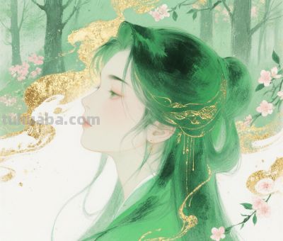 梦幻水彩画分享丨古风情缘 幽梦翡翠影 金粉点缀宁静优雅 如梦似幻 - 图画吧TUHUABA