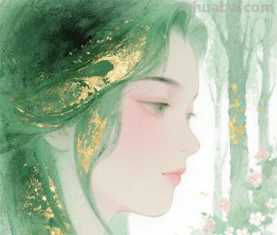 梦幻水彩画分享丨古风情缘 幽梦翡翠影 金粉点缀宁静优雅 如梦似幻 - 图画吧TUHUABA