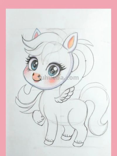 彩铅画匹小马迎新年 - 图画吧TUHUABA