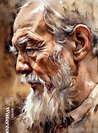 水彩肖像 | 老人 - 图画吧TUHUABA