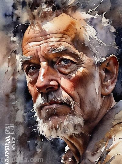 水彩肖像 | 老人 - 图画吧TUHUABA