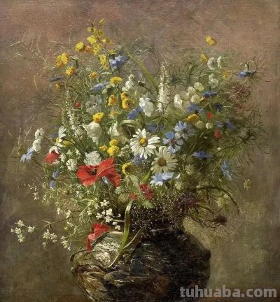 唯美静物花卉绘画｜法国画家尤金·亨利·考克斯油画欣赏 - 图画吧TUHUABA