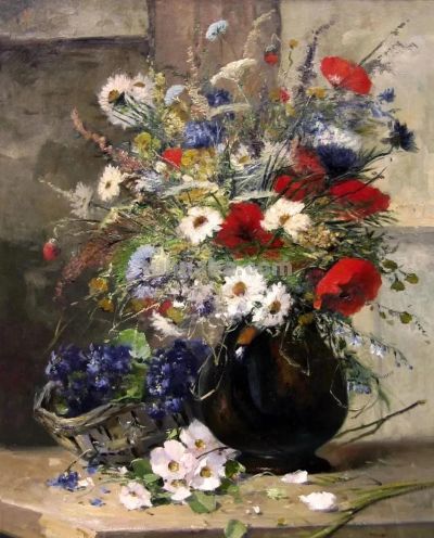唯美静物花卉绘画｜法国画家尤金·亨利·考克斯油画欣赏 - 图画吧TUHUABA