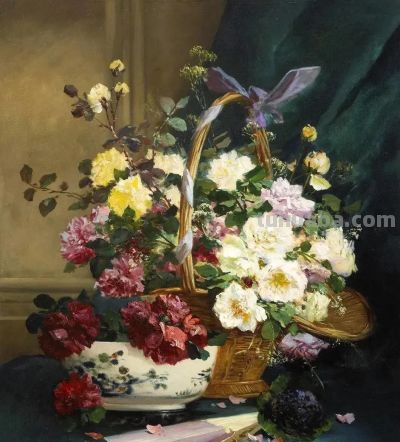 唯美静物花卉绘画｜法国画家尤金·亨利·考克斯油画欣赏 - 图画吧TUHUABA