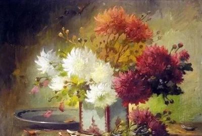 唯美静物花卉绘画｜法国画家尤金·亨利·考克斯油画欣赏 - 图画吧TUHUABA