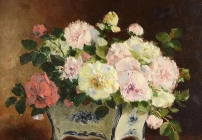 唯美静物花卉绘画｜法国画家尤金·亨利·考克斯油画欣赏 - 图画吧TUHUABA