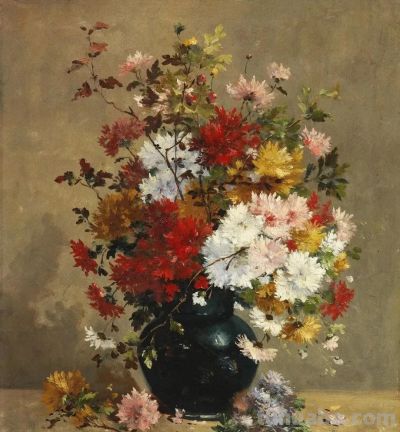 唯美静物花卉绘画｜法国画家尤金·亨利·考克斯油画欣赏 - 图画吧TUHUABA