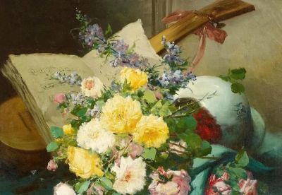 唯美静物花卉绘画｜法国画家尤金·亨利·考克斯油画欣赏 - 图画吧TUHUABA