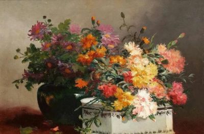 唯美静物花卉绘画｜法国画家尤金·亨利·考克斯油画欣赏 - 图画吧TUHUABA