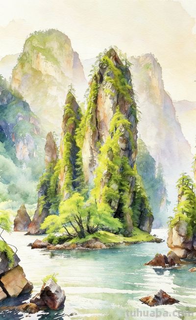 水彩笔触绘万象，广角特写藏心动 - 图画吧TUHUABA