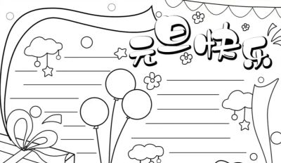 2026年元旦手抄报，可打印。 - 图画吧TUHUABA