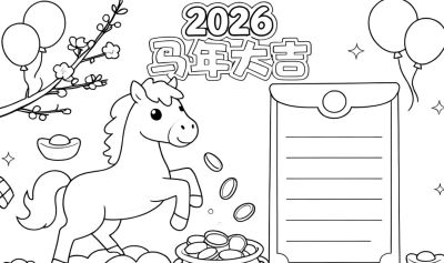 2026年元旦手抄报，可打印。 - 图画吧TUHUABA