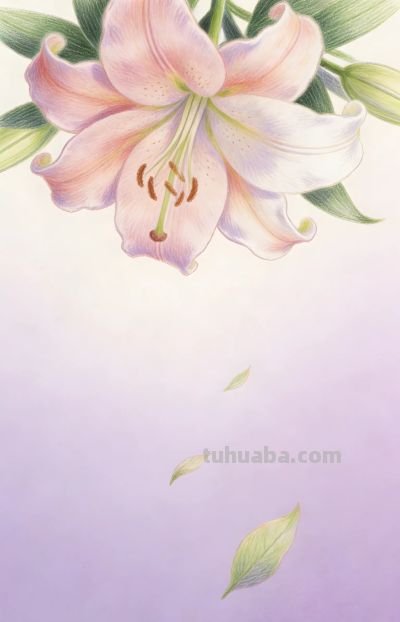 分享一组用彩铅精心描绘的百合花 - 图画吧TUHUABA