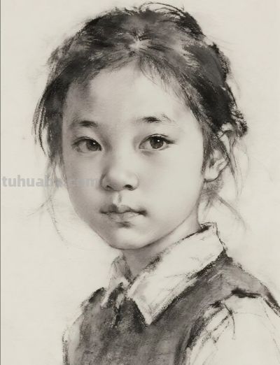 素描画，清纯的女孩子 - 图画吧TUHUABA